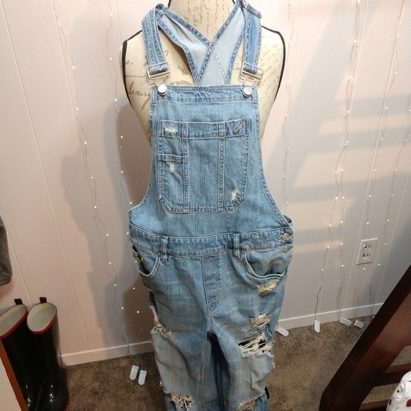 Garage Pants - Lightwash Distressed Overalls